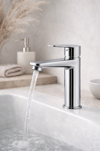 Miscelatore lavabo cromato in ottone – linee moderne