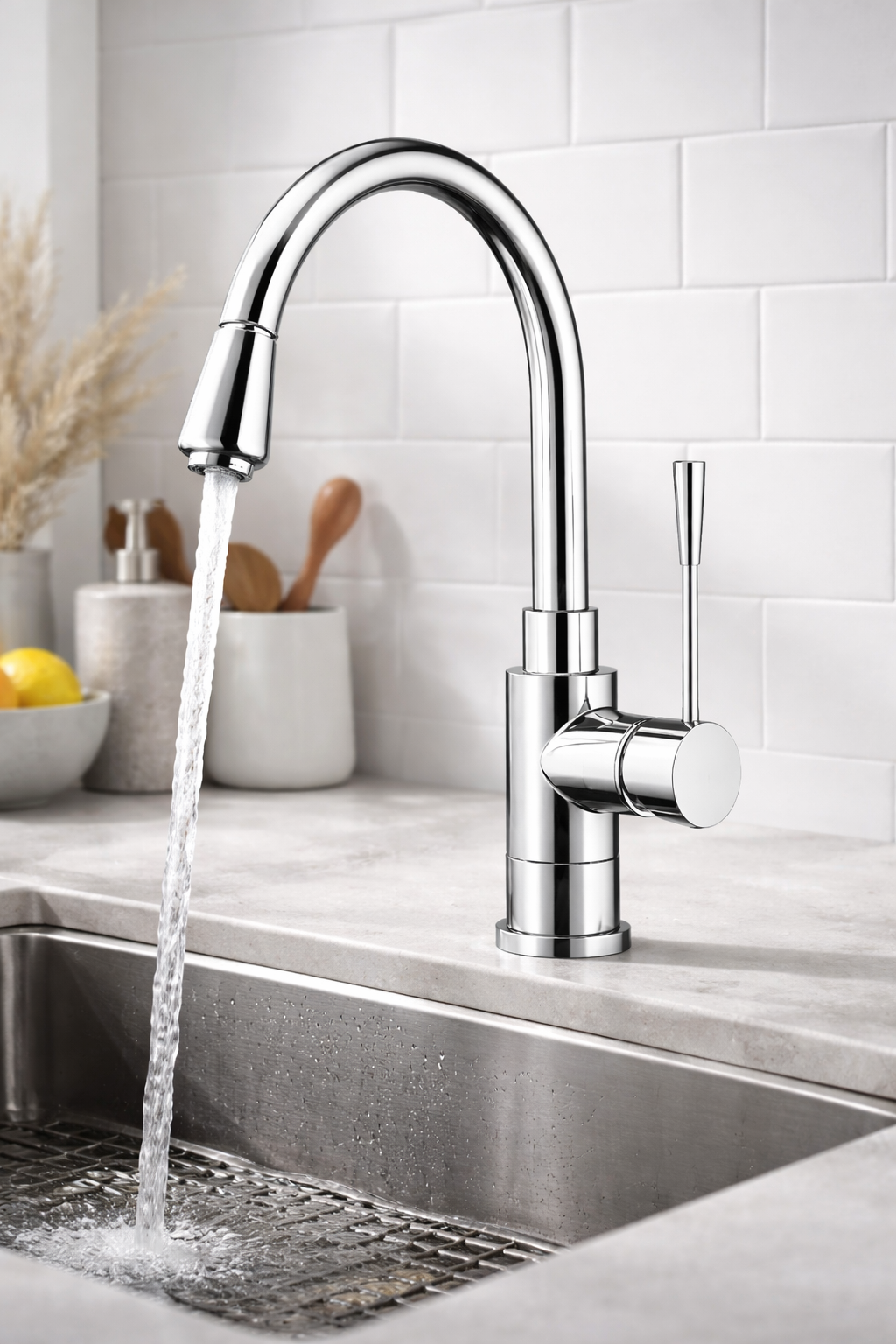 Newform 2451.92.106 X-Trend Miscelatore cucina con doccetta e bocca alta girevole - cromo satinato