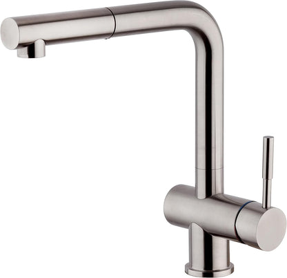 Rubinetto Miscelatore Monocomando Cucina, INOX, Lavello doccia estraibile